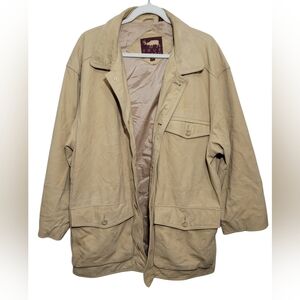 Vintage True Breed Men's tan Leather Suede Longline Jacket Coat Size L